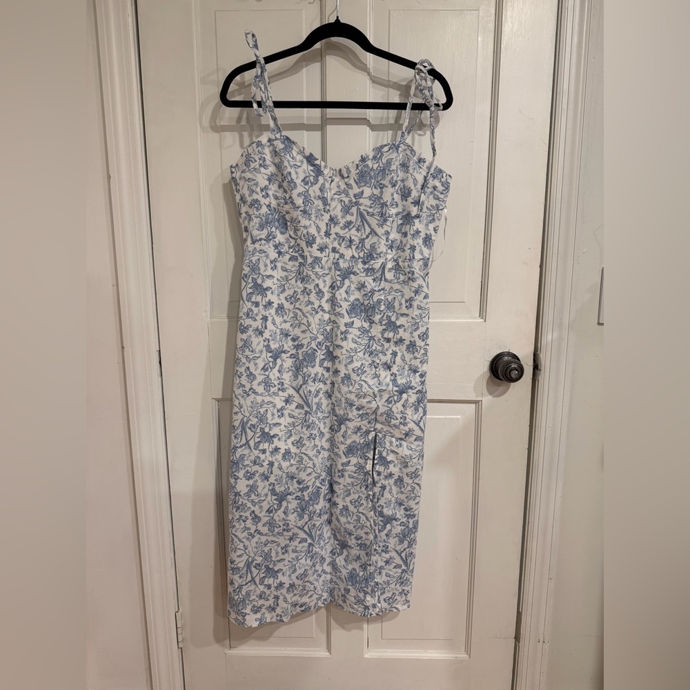 NWT Lucky Brand Blue/White Toile Print Sundress. Size Large